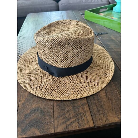 NWT $125 Bruno Magli Logo Open Weave Ribbon Band Paper Fedora Sun Hat unisex - Picture 4 of 15